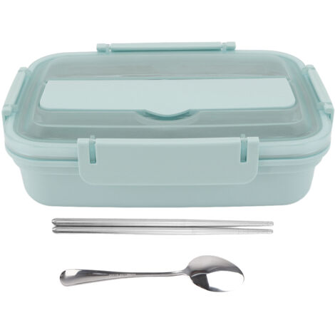 Dreiteilige Lunchbox aus Edelstahl mit Besteck, tragbar fürs Büro, blau