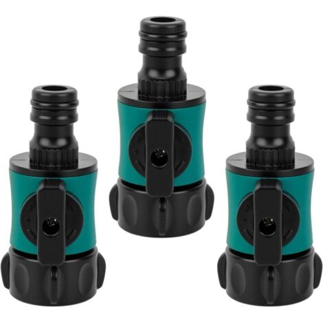 Dreiteiliges Verbindungsstück mit 3/4"-Innengewindeventil. Regelventil: Ventil zur Regulierung und Absperrung des Wasserdurchflusses aus einem Rohr am Auslass eines Y-Stücks oder Wasserhahns.