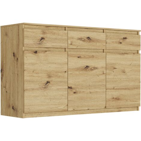Dreitürige Kommode mit Schubladen und Schränken, Artisan, 120 x 40 x 98 cm - Modern S-3