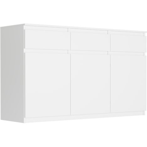 Dreitürige Kommode mit Schubladen und Schränken, Weiß, 120 x 40 x 98 cm - Modern S-3
