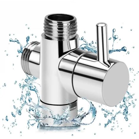 Dreiwege-Duscharmadapter aus Messing für G1/2-Armaturen. Duschumsteller für Handbrause und fest installierten Duschkopf.