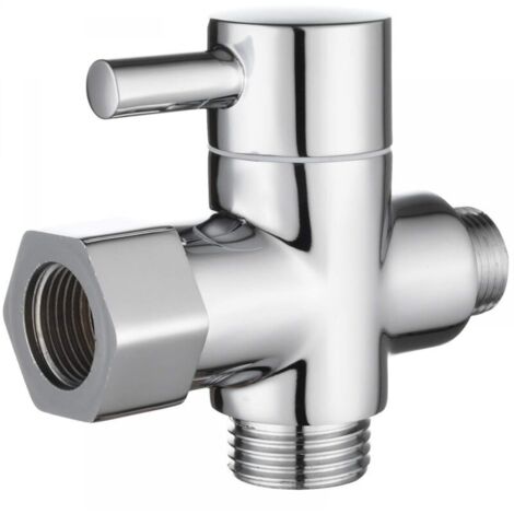 Dreiwegeventil aus massivem Messing, 3/8"-12/17"-T-Adapter, WC-Umstellventil, verchromt