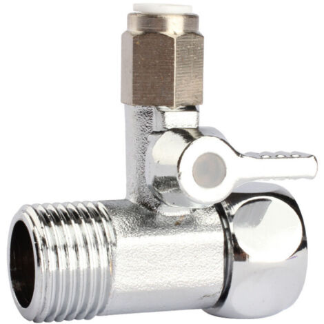 Dreiwegeventil aus massivem Messing, integrierter Anschluss für Wasserfilter, Metall mit 3 Anschlüssen: 3/8", 1/2", 1/2 Zoll
