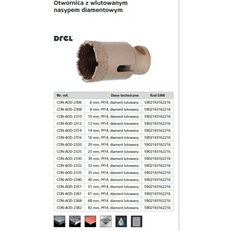 Drel Corona Diamantada 8mm M14 - Ideal para Cerámica, Vidrio y Hormigón Delgado