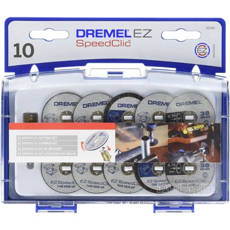 Dremel 2615S690JA EZ SpeedClic Set di Accessori, 10 Dischi da Taglio e 1 Perno EZ SpeedClic