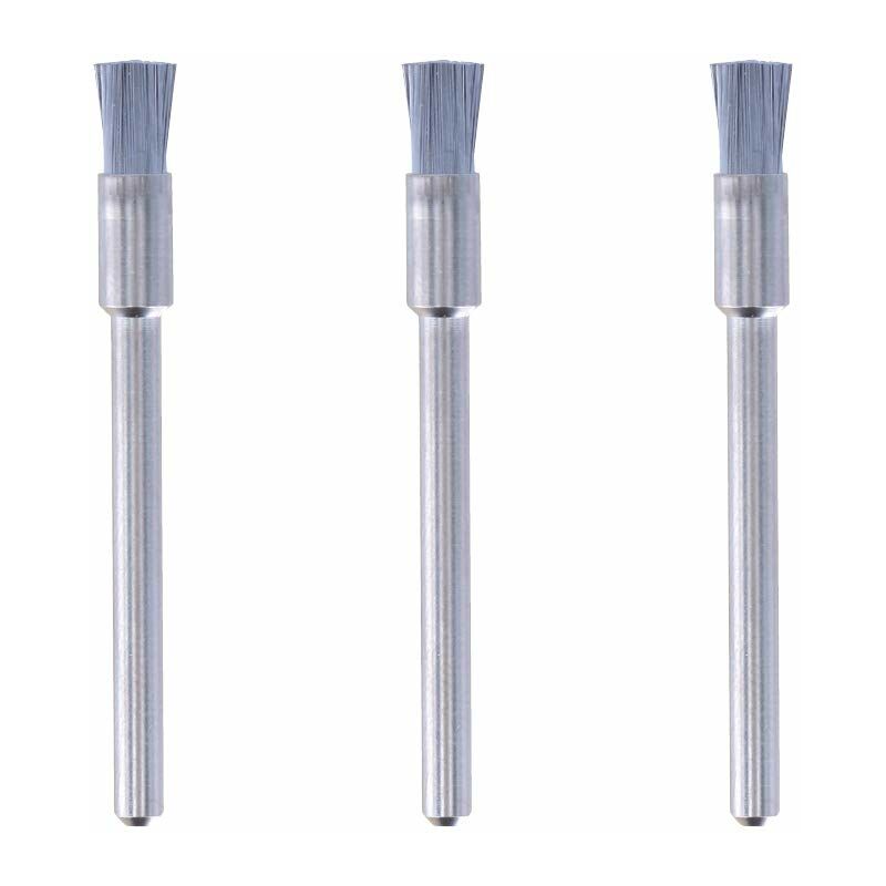 Image of 443 Set di accessori per spazzole in acciaio al carbonio, 3 spazzole (3,2 mm) per pulire e rimuovere la ruggine dai materiali metallici - Dremel