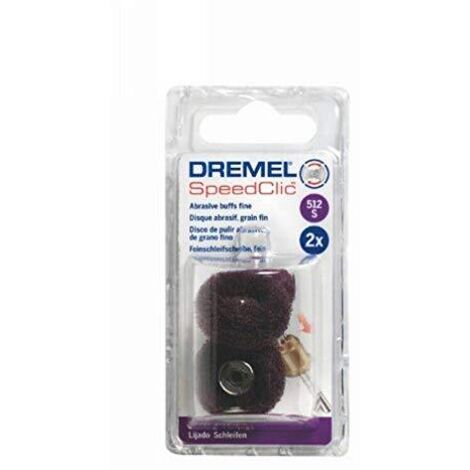 Dremel 512S EZ SpeedClic Abrasive Buffs 2-pack, 2 tamponi di finitura (25 mm, grana 320) per la pulizia e la levigatura leggera