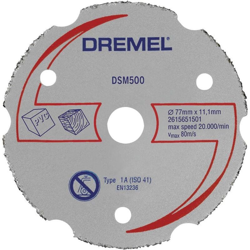 Dremel - DSM500 2615S500JB Disque à tronçonner 77 mm 1 pc(s) Bois dur, Bois tendre, contreplaqué, stratifié, plastique, p