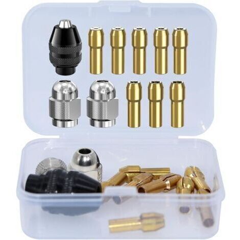 Dremel Lot de 11 Mandrins de Perçage, Mandrin Dremel 4486, Pinces de Serrage 4485, Têtes de Serrage en Laiton à Changement Rapide pour Dremel 4000, Trio et Plus, avec Boîte