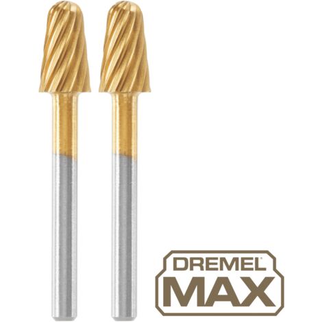 Dremel MAX Broca de tallado de alto rendimiento (117DM) 2 brocas de alto rendimiento con recubrimiento de titanio para tallado y grabado, 6,4 mm, durabilidad máxima de vida