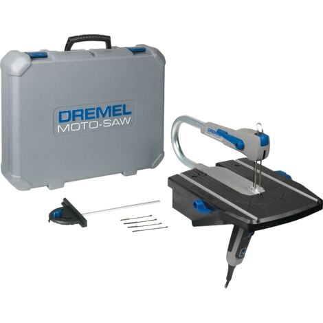 Dremel MS20 Moto-Saw Dekupiersäge, kompakte 2-in-1-Tischkreissäge (70 W) mit 1 Zubehörteil und 5 Sägeblättern für seitliche und lange Schnitte in Weiches Holz, Laminat und Kunststoff