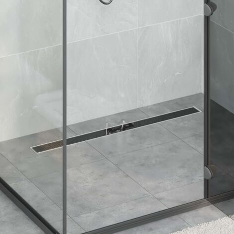 Drenaje de ducha con tapa de vidrio Negro 90 cm