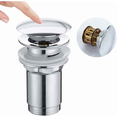 Válvula de desagüe 9cm. Tapón para lavabo y baño universal G1-1/4 cromado -  Cablematic