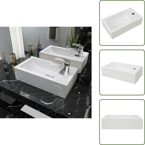 Drenaje - vidaXL Lavabo con agujero grifo rectangular cerámica 46x25,5x12 blanco - Grifo