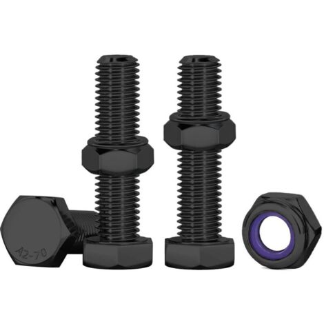 Drenky Boulons Et écrous M6, 10 Pcs Noir Boulons à Six Pans Avec écrous Assortiment M6 X 25mm Acier Inoxydable Vis Inox Et écrous Pour Meubles, Voitures, Vélos, Bateaux, Impression 3D