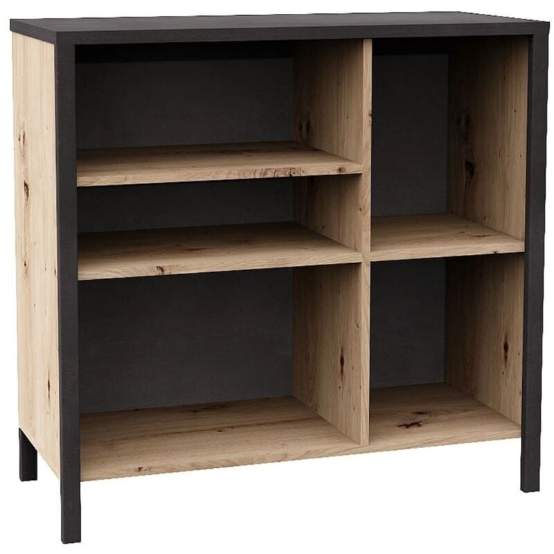 Dresser with 5 Open Compartments Artisan Oak Steel Dark fmd