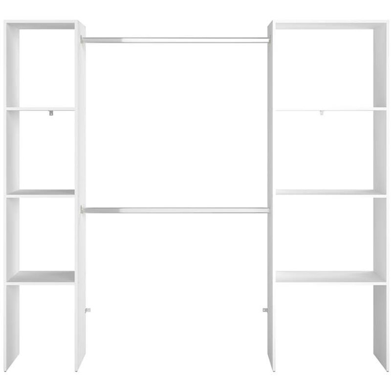 Elysée - Dressing blanc avec 6 étagères et 2 penderies : 198 x 40 x 180 cm