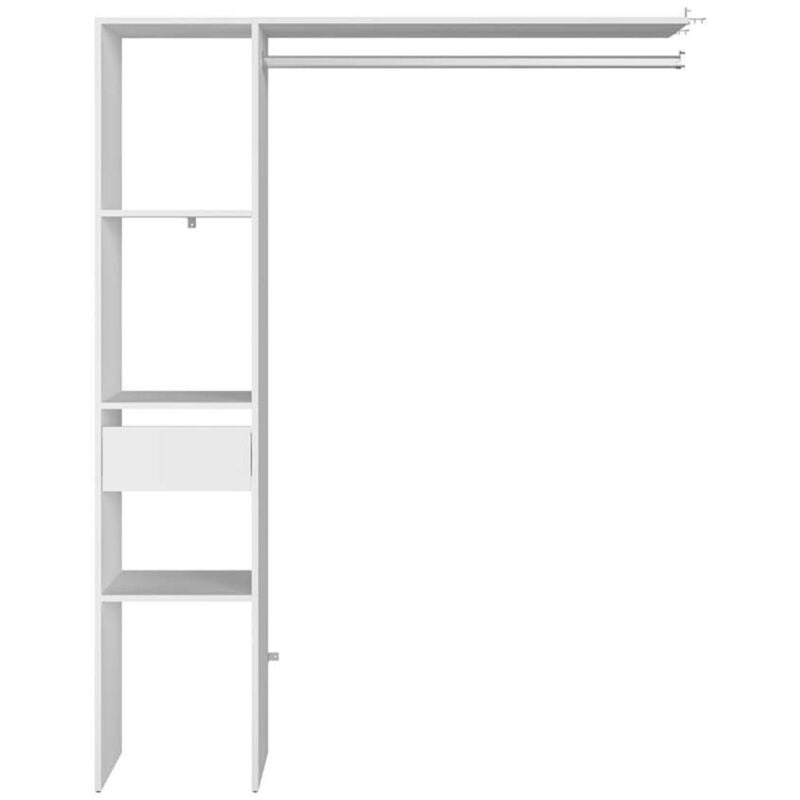 Elysée - Dressing blanc avec 3 étagères, 1 tiroir et une penderie : 138 x 40 x 180 cm