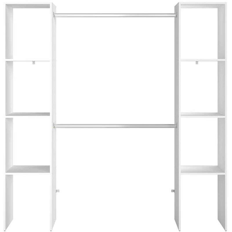 Elysée - Dressing blanc avec 6 étagères et 2 penderies : 180 x 40 x 180 cm