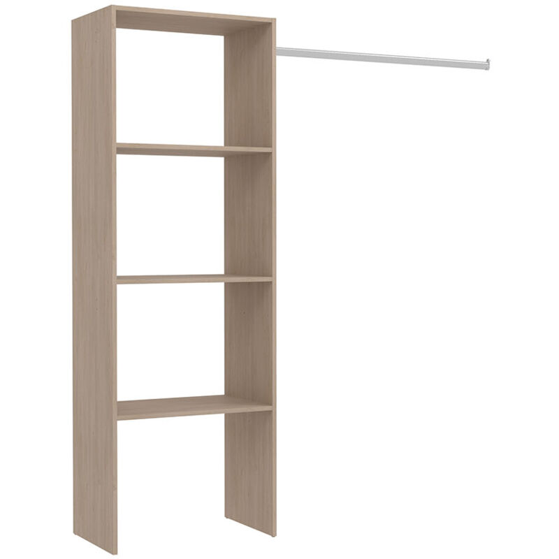 Elysée - Dressing bois avec 3 étagères et une penderie : 160 x 40 x 180 cm