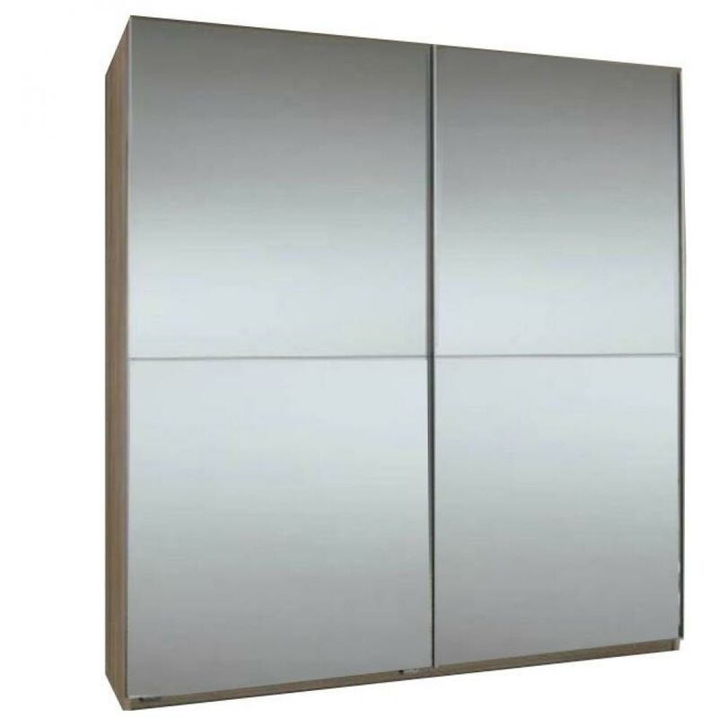 Dressing clapton 135 cm façade 2 portes coulissantes miroirs structure chêne
