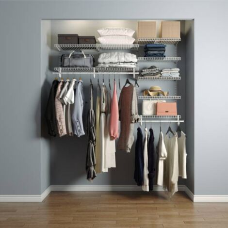Dressing crémaillère - Étagère mural industriel - Modulable - Blanc - 40 pièces - 1,81x1,22M - SECURY-T