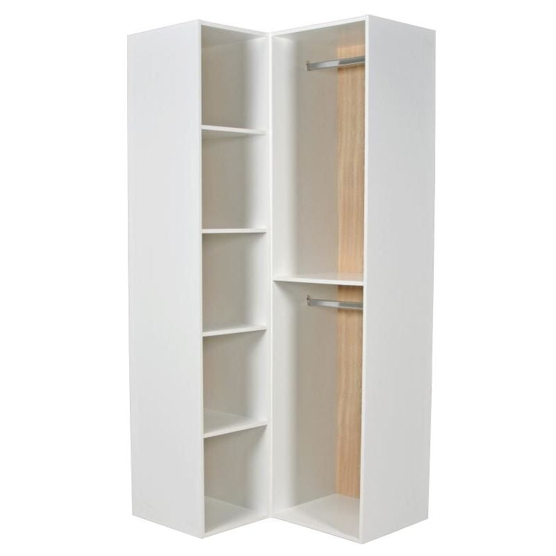 Dressing d'angle modulable - L84,5 cm - Blanc et naturel - TAMOKA
