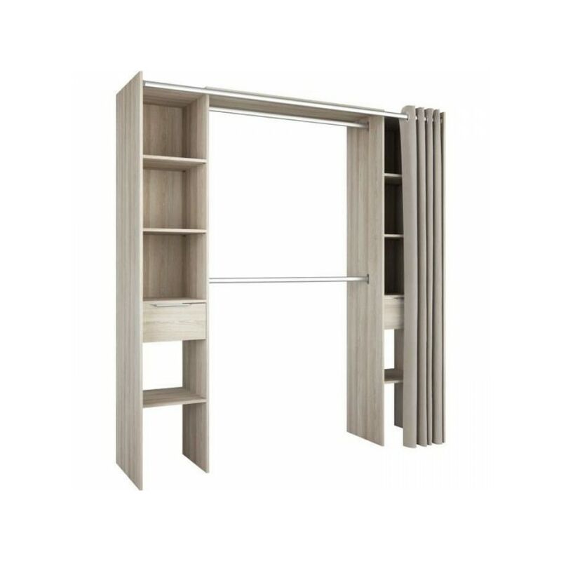 Kit dressing 2 colonnes + 2 penderies + 2 tiroirs - Décor Chene Shannon - l 115 x p 50 x h 203 cm - dana - Demeyere