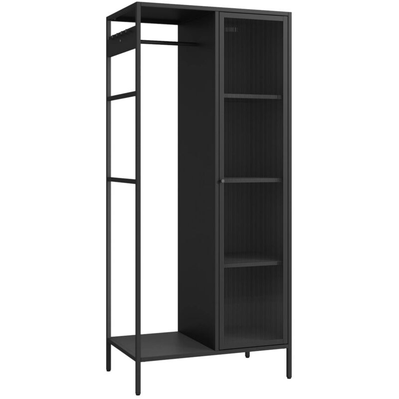 Dressing en métal noir. industriel. penderie. 4 espaces de rangement