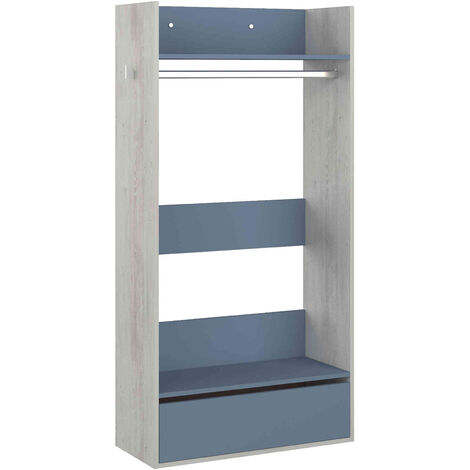 Dressing enfant en bois grisé et bleu - DR9020