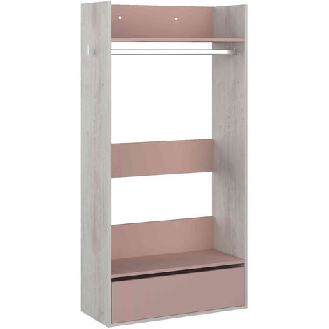 Dressing enfant en bois grisé et rose - DR9020