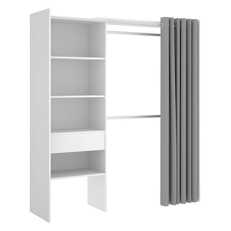 Mobimarket - Dressing extensible laurent - L.110/160 cm - Coloris : Blanc et gris