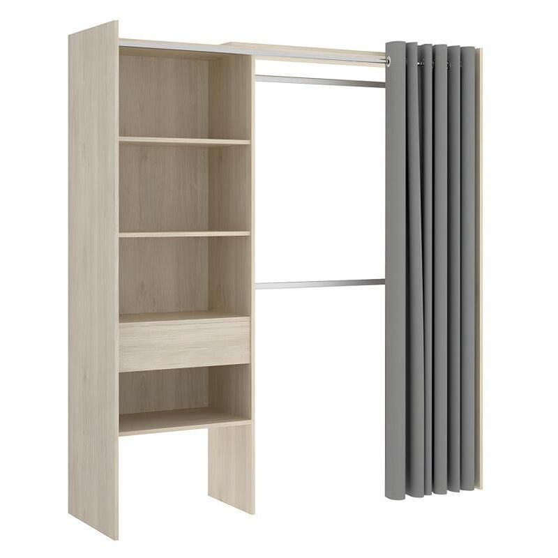 Mobimarket - Dressing extensible laurent - L.110/160 cm - Coloris : Chêne et gris