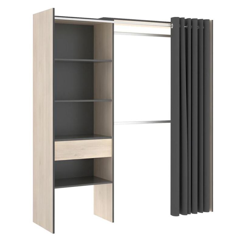 Dekit - Dressing extensible laurent - L.110/160 cm - Coloris : Chêne et Anthracite