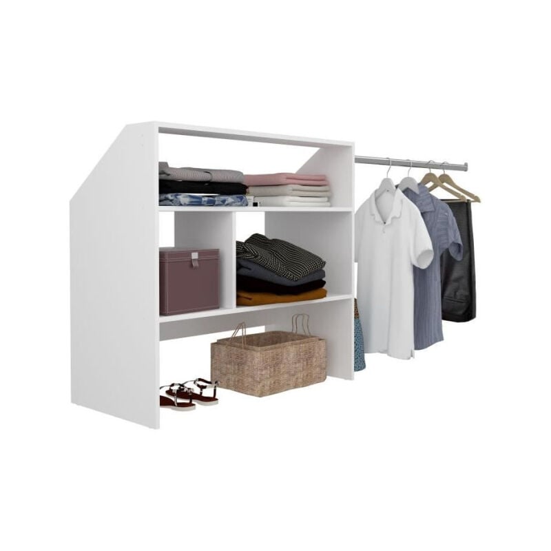 Kit dressing sous comble artic ekipa - Décor mélaminé blanc - 1 penderie - L197 x P50 x H94 cm