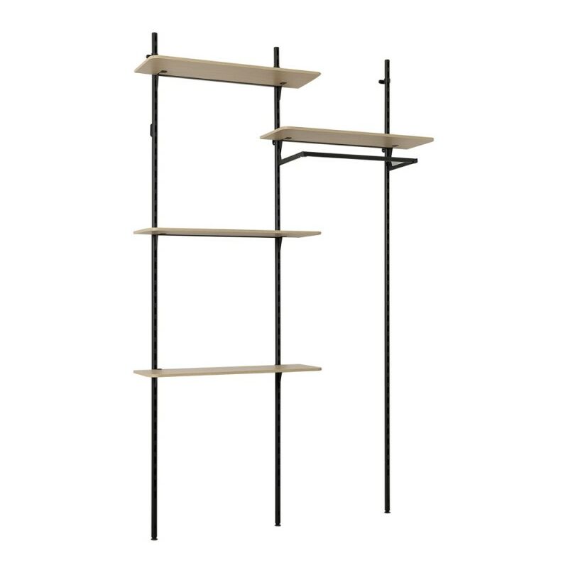 Meuble dressing bibliotheque modulable au design industriel avec 4 etageres l80cm Sodiake