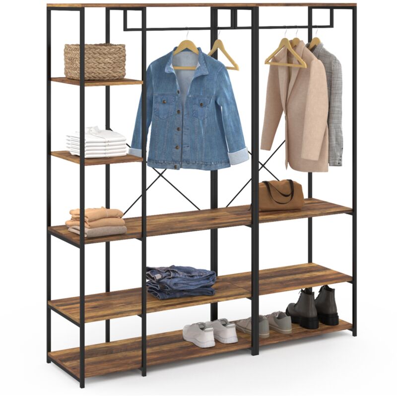 Dressing modulable xxl l. 150 cm hawkins bois foncé design industriel