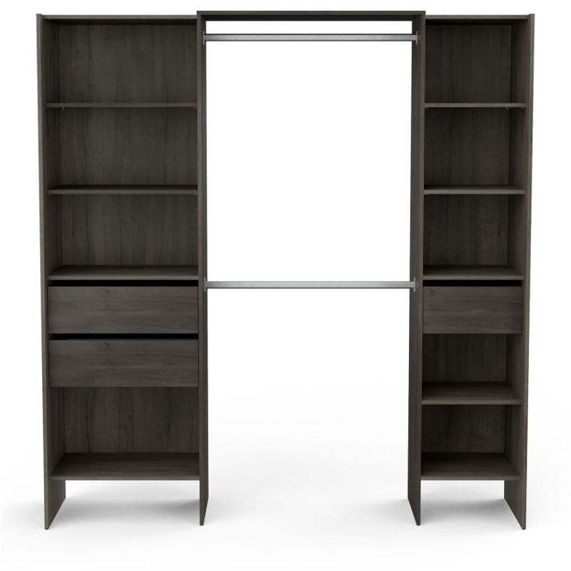 Dressing ouvert avec 3 tiroirs kronen - Chêne foncé