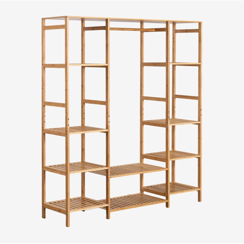 Armoire ouverte Krauford avec étagères en bois de bambou Sklum