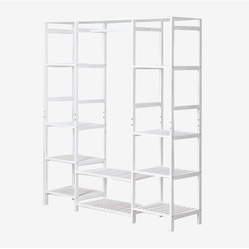 Armoire ouverte Krauford avec étagères en bois de bambou Sklum