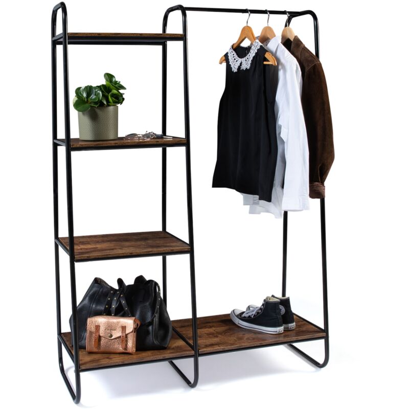 Idmarket - Dressing penderie paolo avec étagères bois vieilli et métal