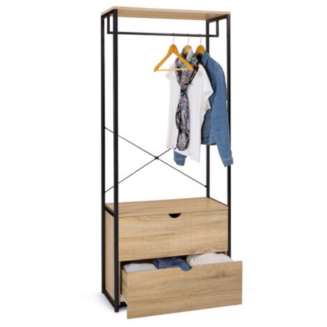 Dressing penderie 2 tiroirs L. 80 cm DETROIT design industriel