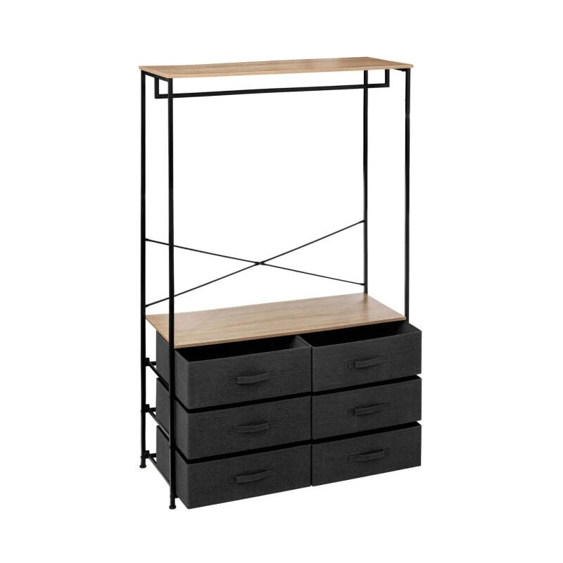 Dressing Penderie 6 Tiroirs 'Tissa' 167cm Gris Foncé