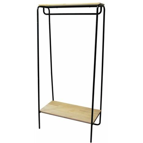Dressing penderie étagère - Atelier - Design industriel - Métal noir et bois - 80x45x170cm   - BOX & BEYOND
