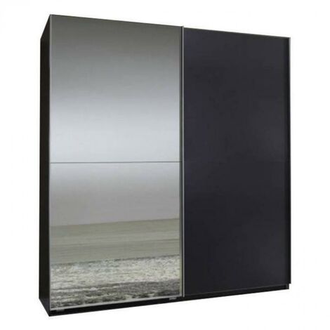Dressing portes coulissantes CLAPTON 135 cm gris graphite / miroir - noir