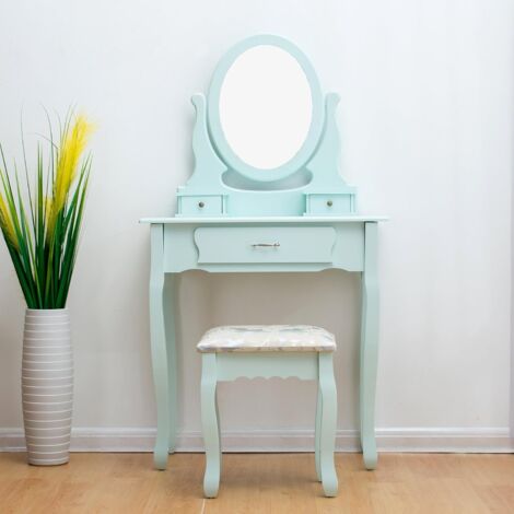 Dressing Table 3-Drawer with Stool & Oval Mirror