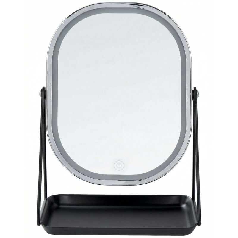 Beliani - Dressing Table Mirror Lighted Led Makeup Vanity 20 X 22 Cm Silver Dordogne
