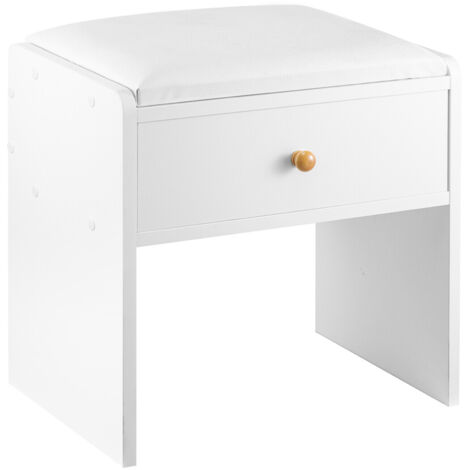 Dressing Table Stool Comfortable Vanity Stool with Storage Drawer Simple Padded Stool Chair for Dressing Table Easy-To-Install Bedroom Chairs & Stools Suitable for Bedroom Piano White