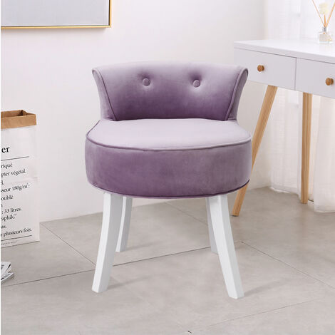 Dressing Table Stool Velvet Bedroom Chair Makeup Vanity Stool Padded Seat Purple Zh0228
