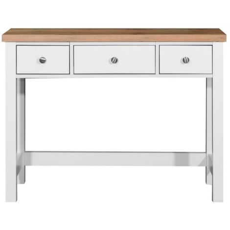Dressing Table With 3 Drawers White Frame Oak Top Storage Unit Wood Drawer